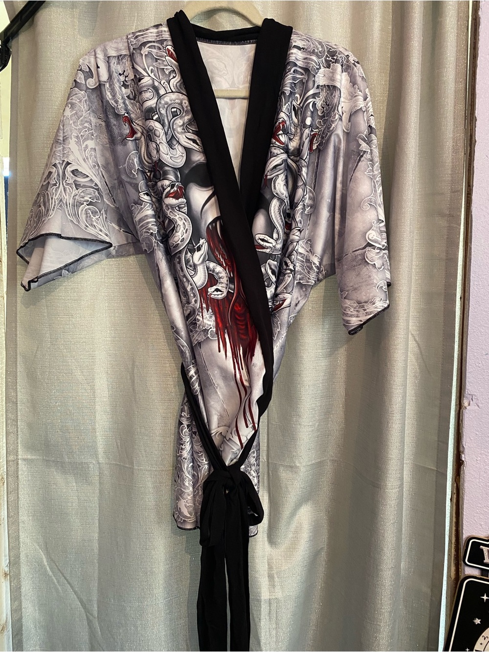 Abysm Internal bloody white goth kimono with medusa and snakes size s/m